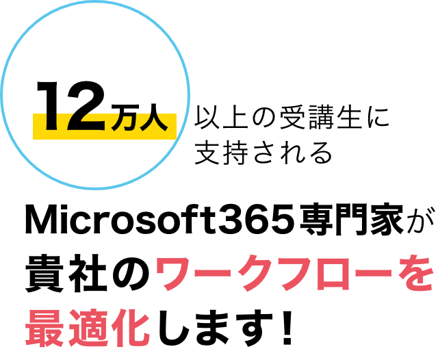 12万人以上の受講生に支持される、Microsoft365専門家が貴社のワークフローを最適化します！