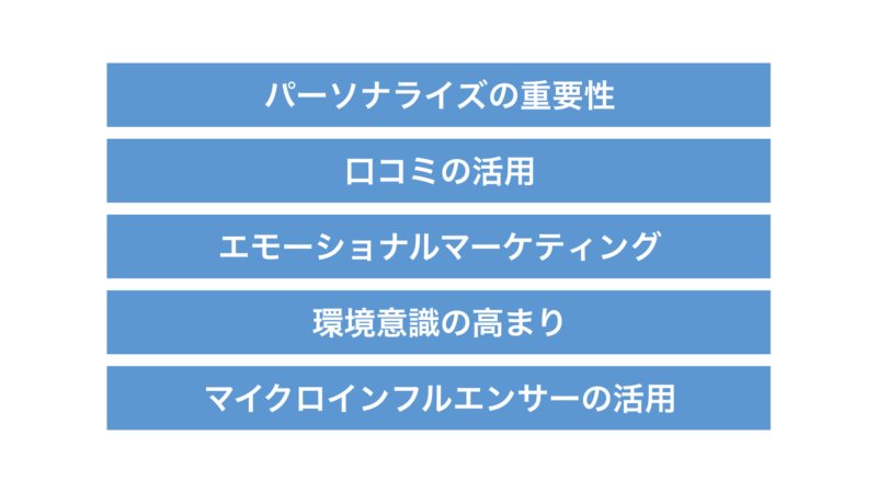 現代におけるトレンドのマーケティング心理学一覧