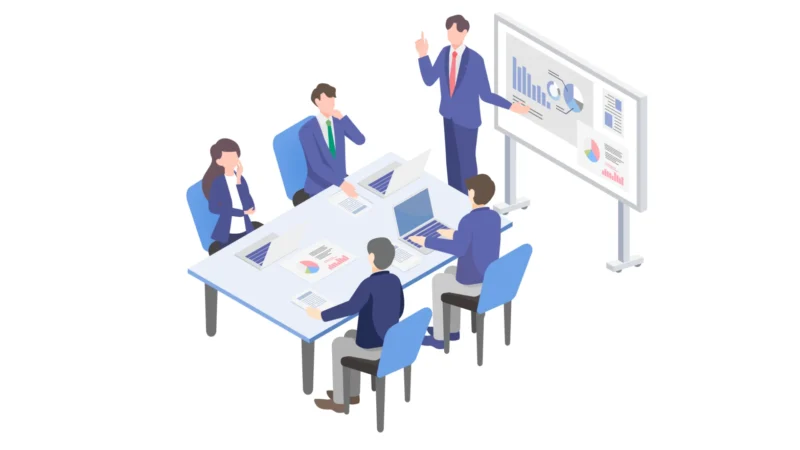 ホームページ制作の流れを話し合うイメージ